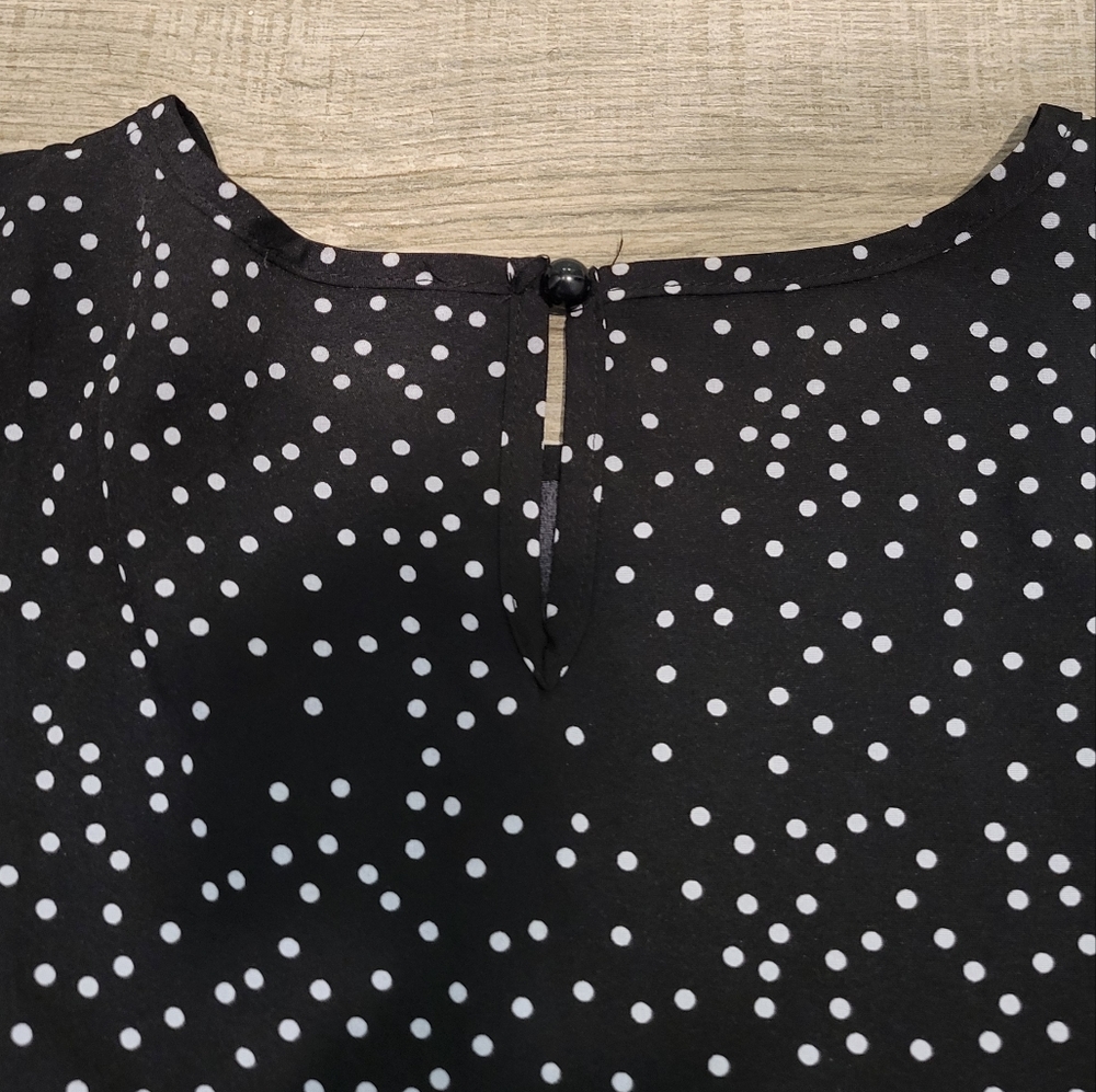 Pretty Garden Polka Dot Ruffle Puff Sleeve Tiered High Waist Midi Dress Large - Picture 6 of 10